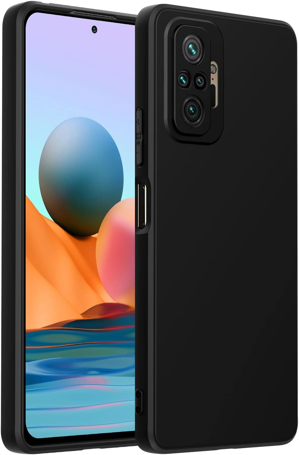 Oureidoo Case Compatible with Xiaomi Redmi Note 10 Pro, with 3 Pieces Tempered Glass Screen Protector, Mobile Phone Case for Xiaomi Redmi Note 10 Pro Silicone Rubberised Mobile Phone Case in Black image number 4