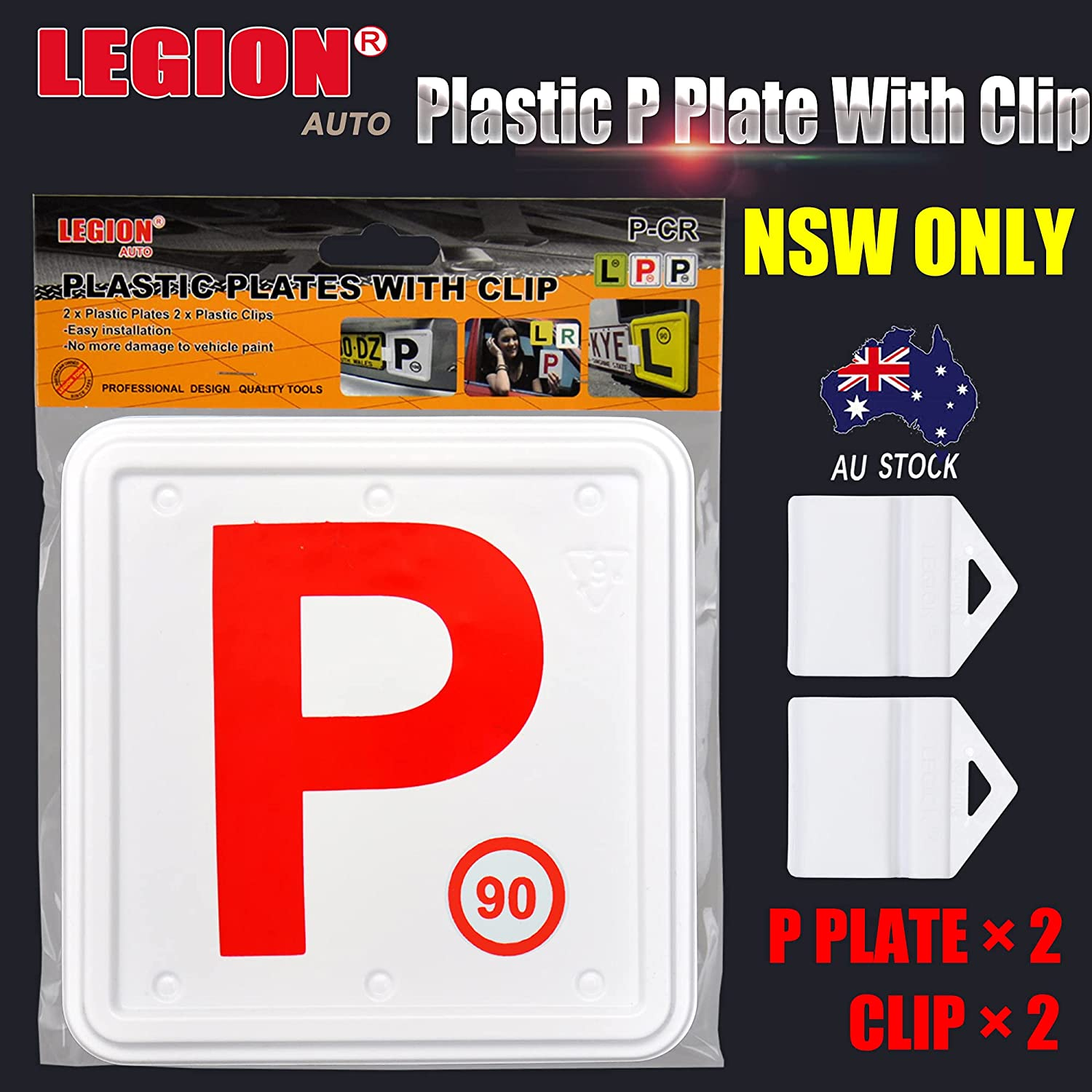 2Pcs Red P Plate Plastic with Speed Limit Display for NSW Clip Holder image number 1