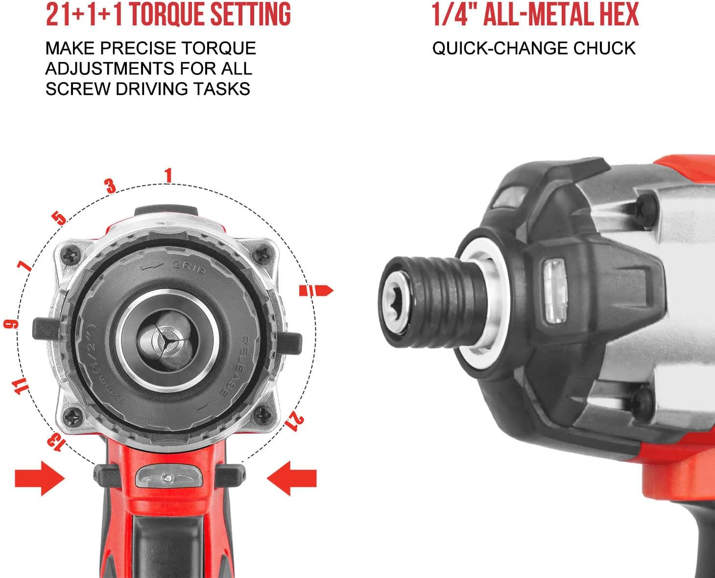 TOPEX 20V Cordless Hammer Drill Impact Driver Power Tool Combo Kit W/Drill Bits image number 3