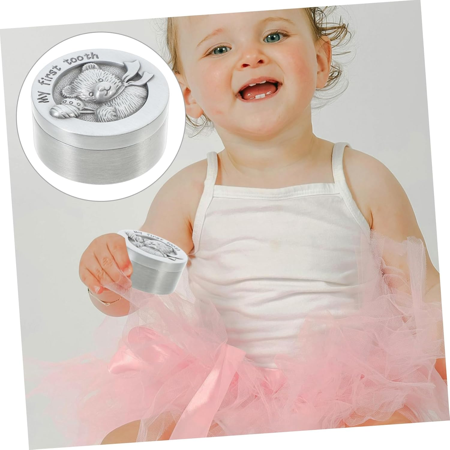 SUPVOX Deciduous Tooth Storage Box Metal Tooth Box Keepsake Saver Shower Holder