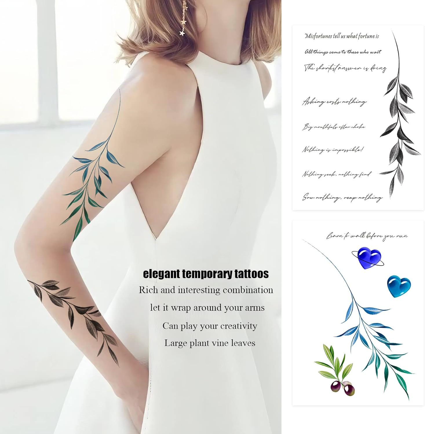 Roarhowl Inspirational, Proverb, Bible, Religion, Gospel, Text, Words，Exquisite and Aesthetic Temporary Tattoos Fake Tattoo Kit (Design 4) image number 5