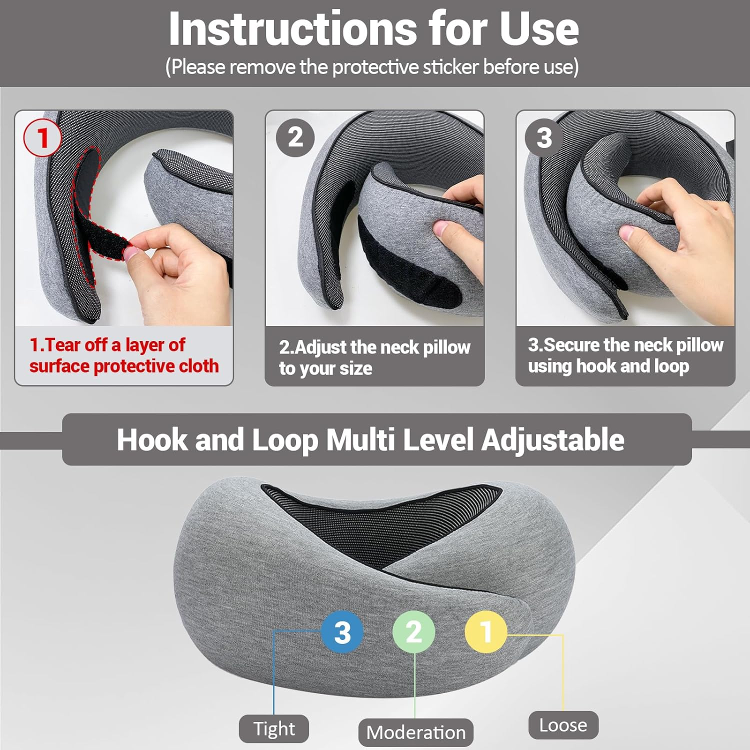 Outney&trade; Travel Neck Pillow, Travel Pillow for Airplanes, 2024 Chin Support 100% Pure Memory Foam Full Neck Surround Pillows for Traveling Flight Sleeping, Portable Travel Essentials (Navy Blue) image number 1