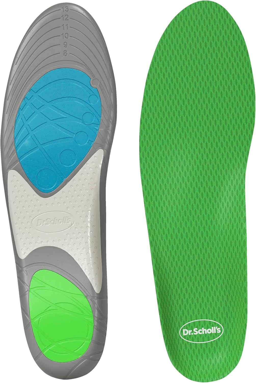 Dr. Scholl'S Run Shock Absorbing Insoles | Helps Prevent and Relieve Knee Pain, Shin Splints and Plantar Fasciitis | Designed for Runners, Arch Support Insoles for Running & Jogging | 1 Pair (Large)