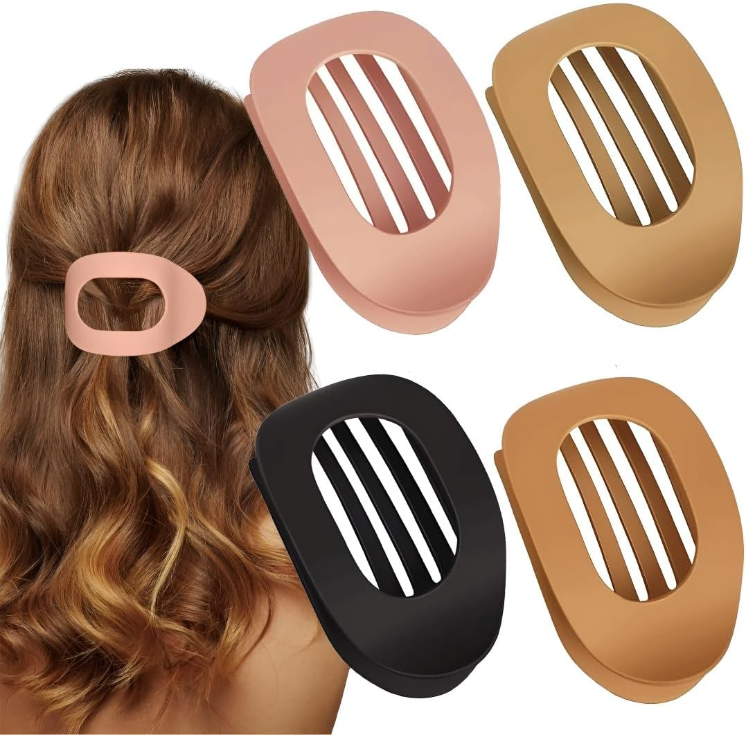 Vivasmile 4 PCS Flat Hair Clips for Women, Curved Design Hair Clips for Lying, Driving - Matte Strong Hold Hair Claw Clips for Thin, Thick Hair, Hair Accessories for Women and Girls (Dark) image number 5