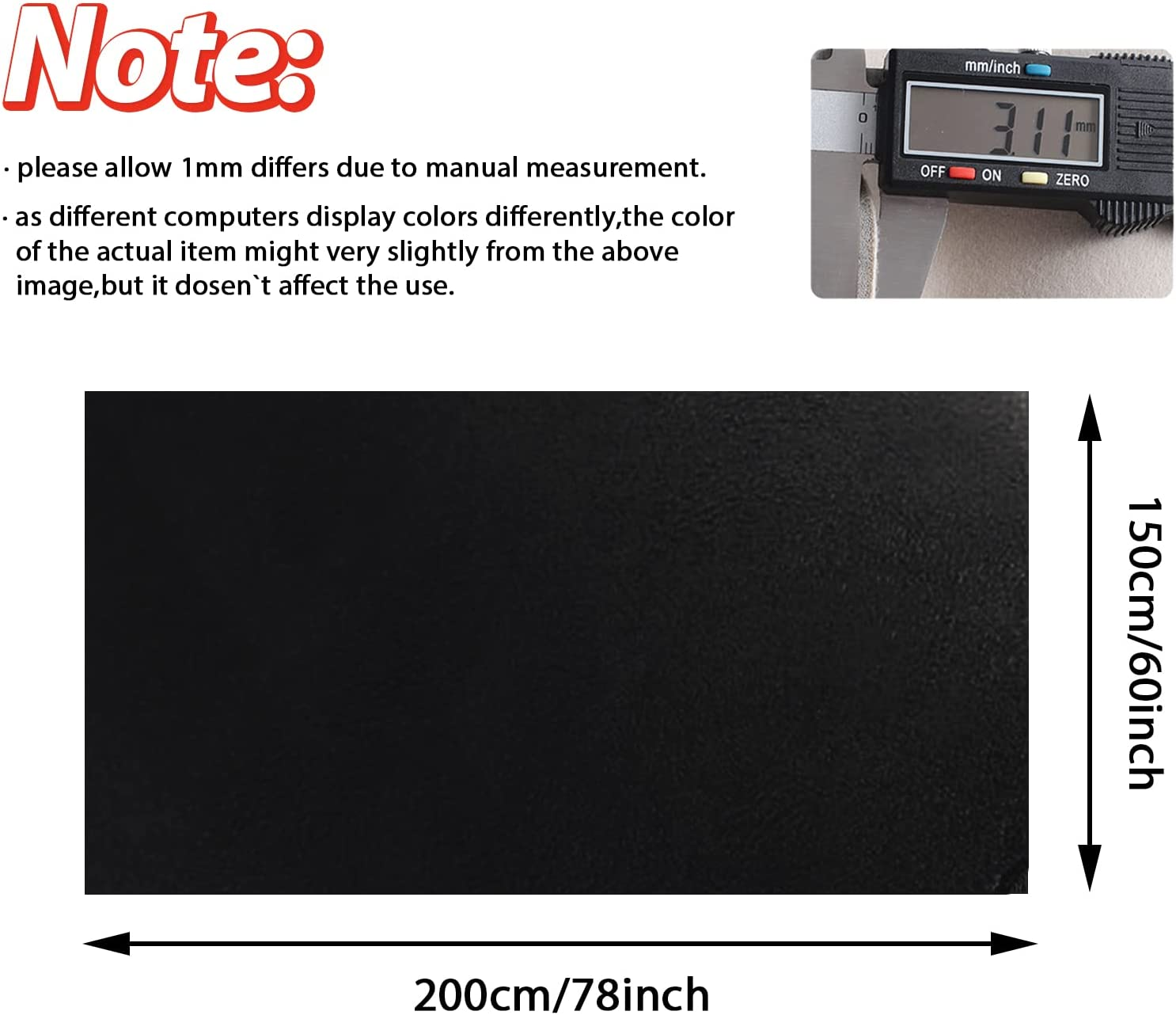 MOTUKA 79" L X 60" W Black Suede Headliner Fabric with Foam Backing Material - Automotive/Home Micro-Suede Headliner Fabric for Car Replacement/Repair/Diy image number 4