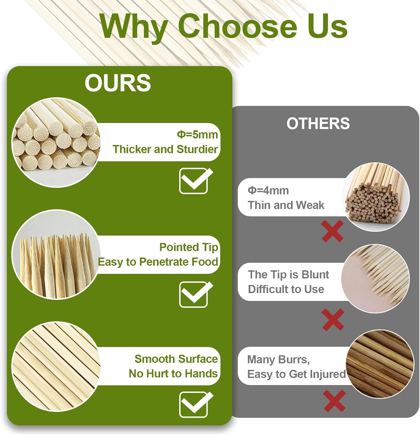 Candy Apple Sticks (50 Pack), 10 Inch Caramel Apple Sticks Skewers 4 Mm Natural Bamboo Candy Making Skewer for Carmel BBQ Cotton Candy Wood Semi Pointed Lollipop Sticks Barbecue Corn Dog Cake Pops image number 2