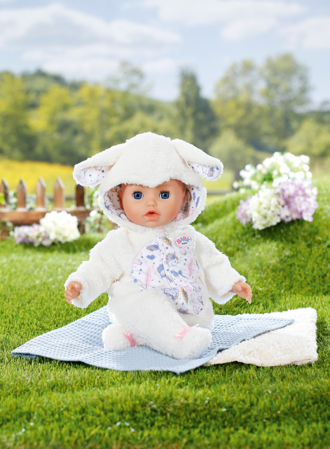 BABY Born Zapf Creation 838853 Sheep Look Suit with Hood and Sheep Ears Romper for 43 Cm Dolls
