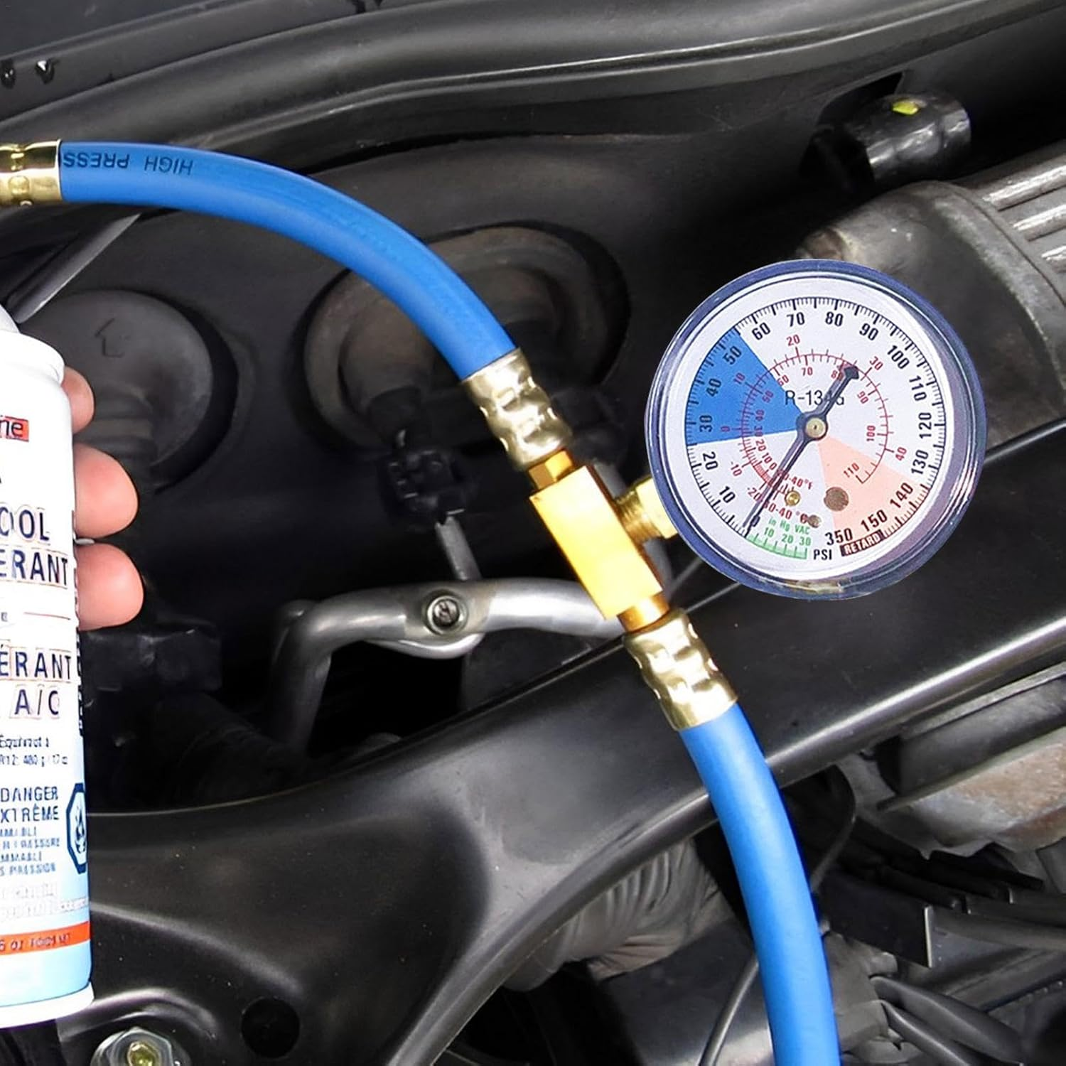 1 Pc Freon Charger for Car - Ac Manifold Gauge Set, Air Conditioner Refrigerant Tool | Recharge Hose with Pressure Gauge, Ac Refrigerant Charge Hose Kit for Car Ac Air Conditioning Refrigerant image number 6