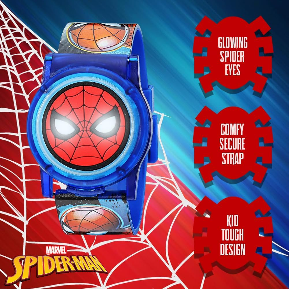 Accutime Marvel Spider-Man Digital Watch for Kids, Blue/Red 2, Digital Quartz