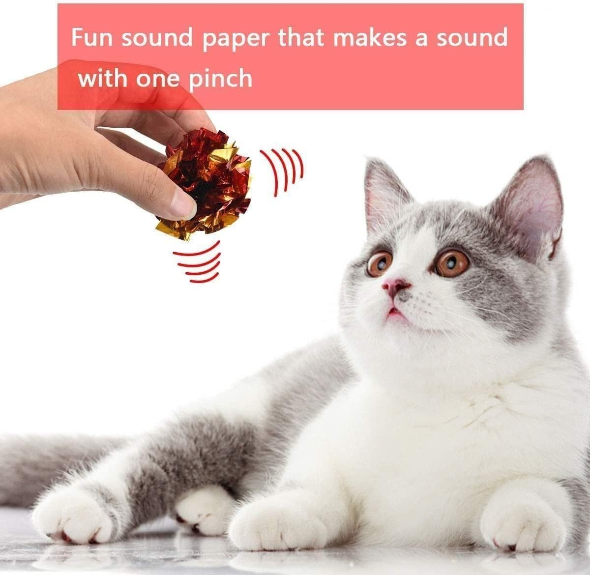 10 Pack Crinkle Balls Cat Toys, Lightweight Colorful Crinkle Rustle Sound for Indoor Kitten Toys Ball Interactive