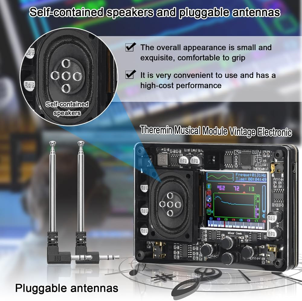 Mingzhe Type-C Interface O Theremin Musical Module Vintage Electronic Ingenious Instrument Multiple Voices Adjustable Wi Color Screen Display image number 1
