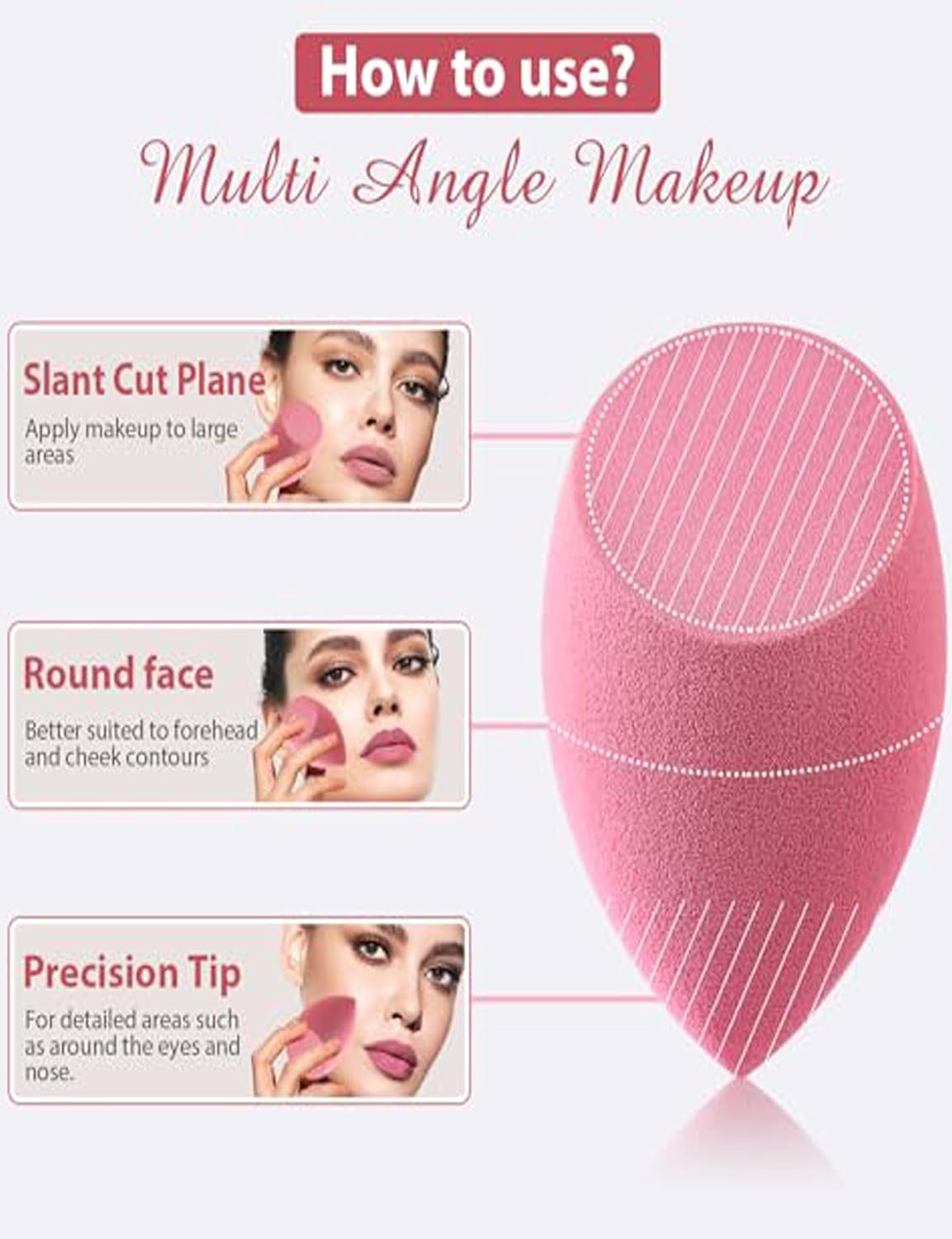 Makeup Sponge Set,Beauty Sponge Blending Foundation Sponge Makeup Puff with Case,6Pcs for Cream, Powder and Liquid image number 1