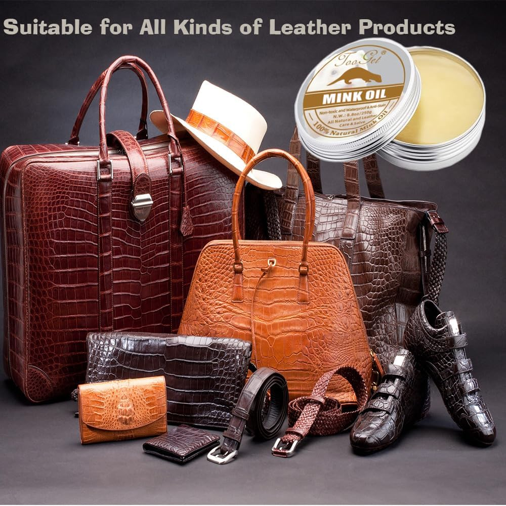 Tooget 8.8 OZ Mink Oil for Leather Boots, Cleaner and Conditioner with Small Rag for Care Soften Kit, Restorer, Purse, Belt, Shoe, Couch image number 3