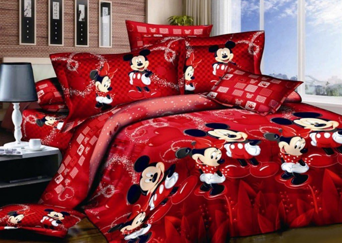 Haru Homie Microfiber Reversible Mickey Mouse Mr/Mrs Couples Duvet Cover 3PCS Bedding Set with Zipper Closure - Ultra Soft Lightweight and Easy Care, King