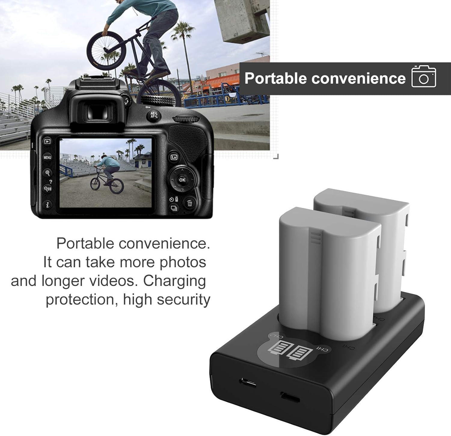 EN-EL3 En-El3E Battery (2 Pack) and Dual USB Charger Kit for Nikon EN-EL3 EN-EL3E Nikon D50 D70 D70S D80 D90 D100 D200 D300 image number 4