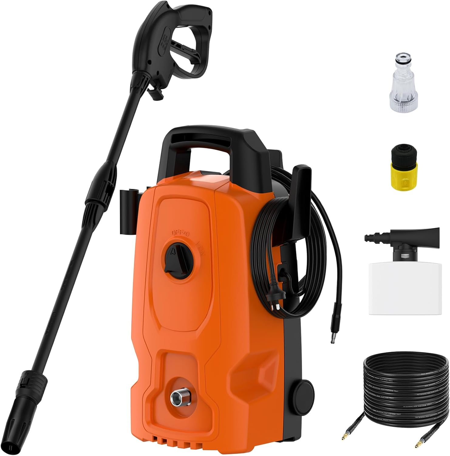 ADVWIN 3500PSI Pressure Washer, 2000W Electric High Power Washer Adjustable Spray Gun with 5M High Pressure Hose, Power Cleaner Machine for Cars/Fences/Driveways/Patios/Home Cleaning, Orange image number 1