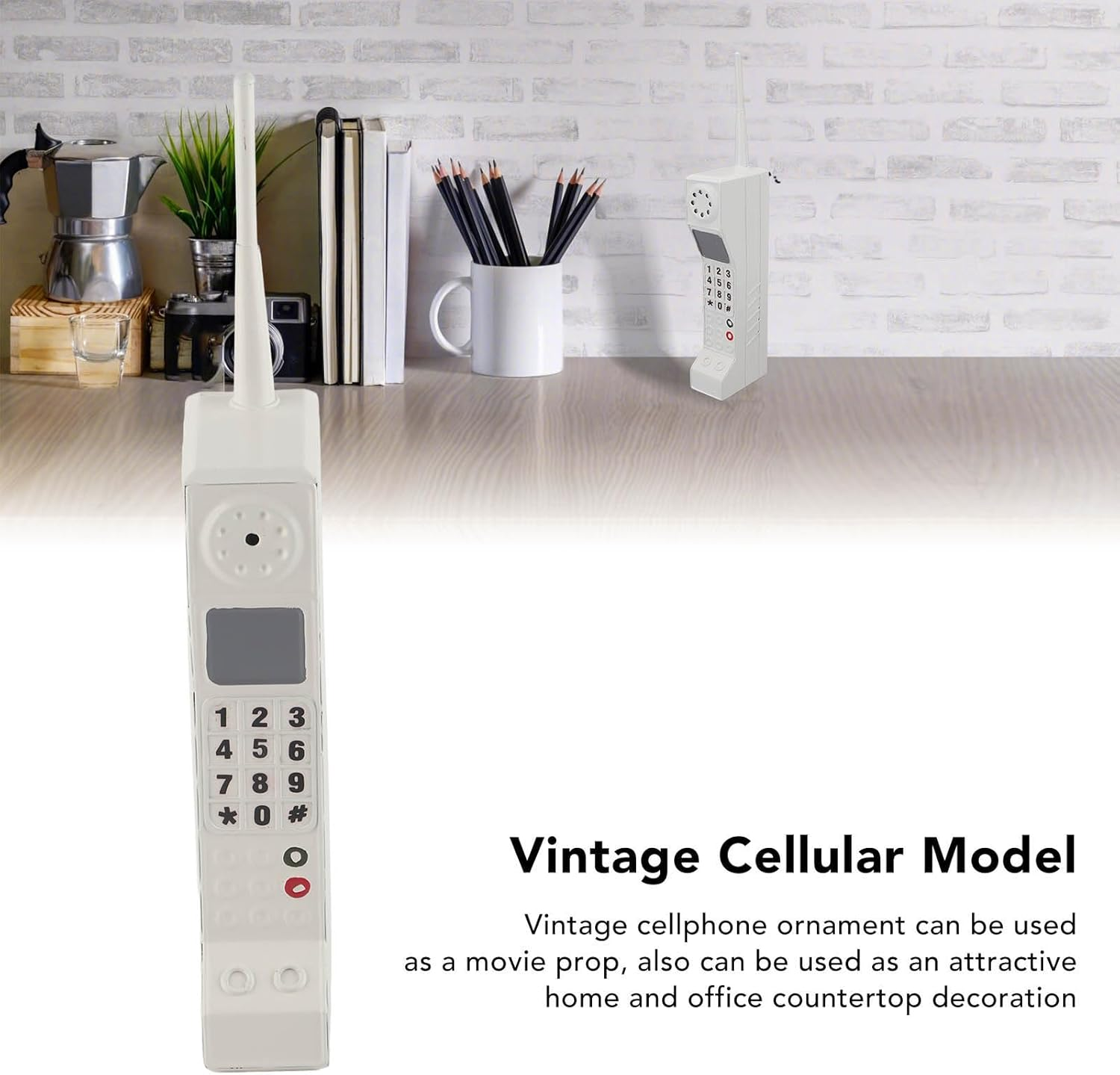 Riuulity Vintage Retro Brick Cellphone Model Ornament, Home Office Decoration, Photography Prop, Lightweight, Vintage Retro Brick Cellphone Model Ornament (White) - Pink image number 3