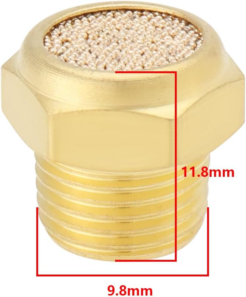 SG Store 4Pcs 1/8 Inch NPT Threaded Brass Pneumatic Muffler Connector Brass Pneumatic Silencer Muffler for Cylinders Valves Crank Case Gear Boxes Oil Tanks image number 3