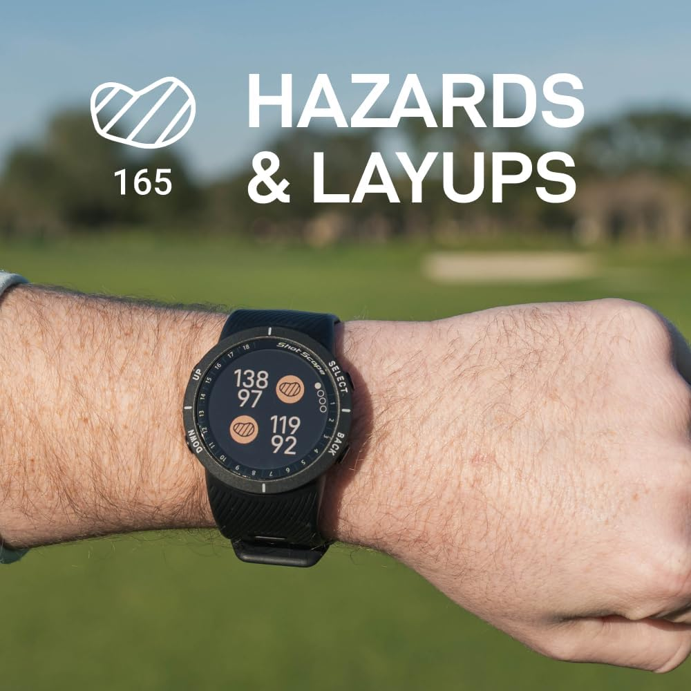 Shot Scope V5 GPS Watch, Shot Tracking, 36K+ Preloaded Courses, Full Course Maps, No Subscription, Black Bezel and Black Strap image number 3