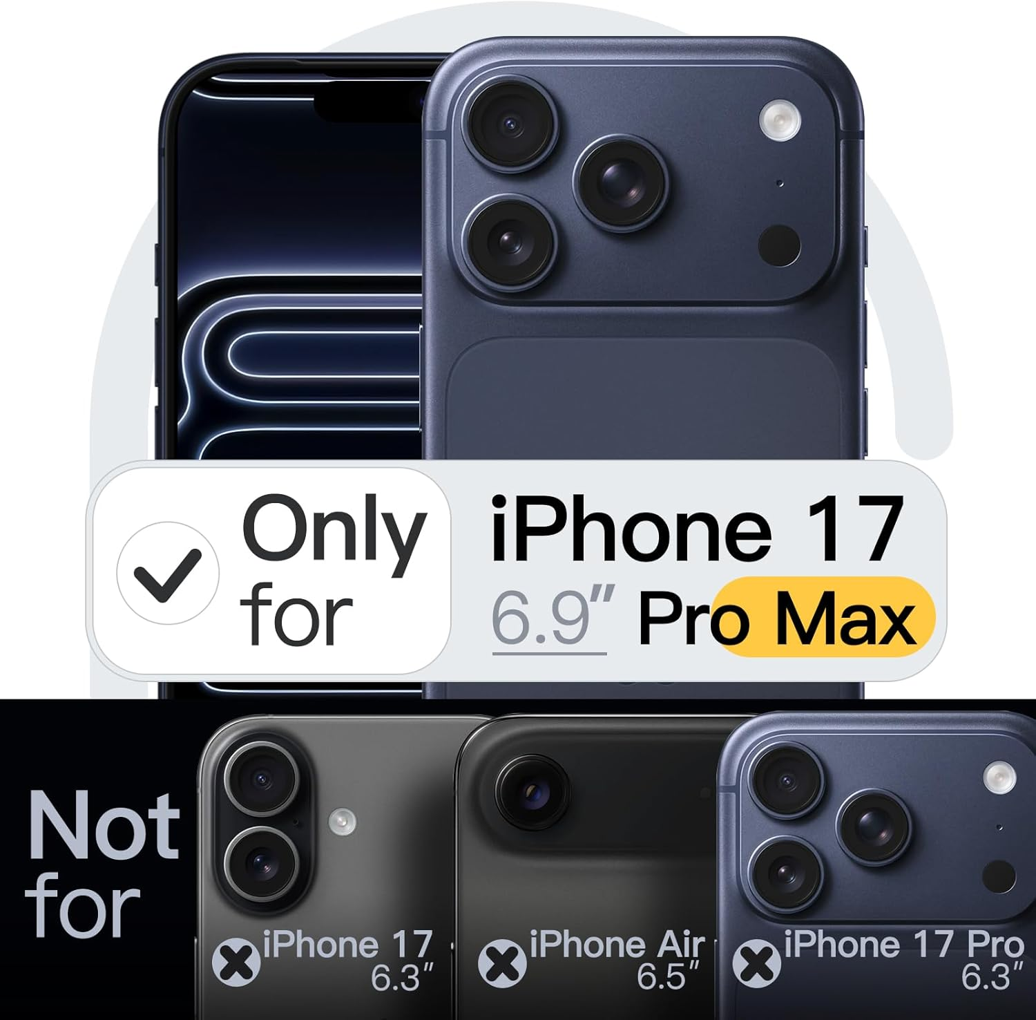 Jetech Case for Iphone 17 Pro Max 6.9-Inch, Camera Lens Full Protection, Soft TPU Protective Phone Cover with Matte Finish, Shockproof (Dark Blue)