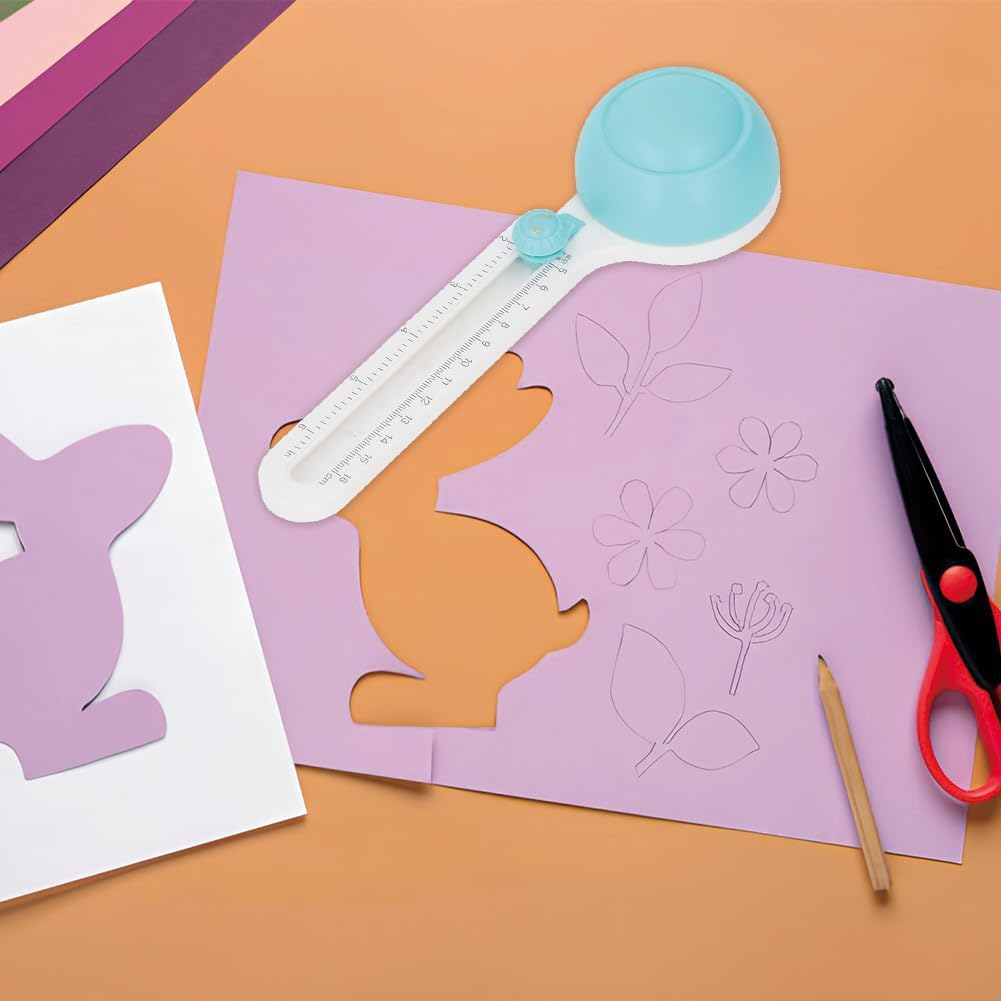 Paper Cutter, Circle Trimmer Portable round Cutting Adjustable Scrapbooking Tool for Greeting Card Crafts Rotary Craft Supplies Knife Cards Cutters Cut with 3 Replaceable Blades image number 1