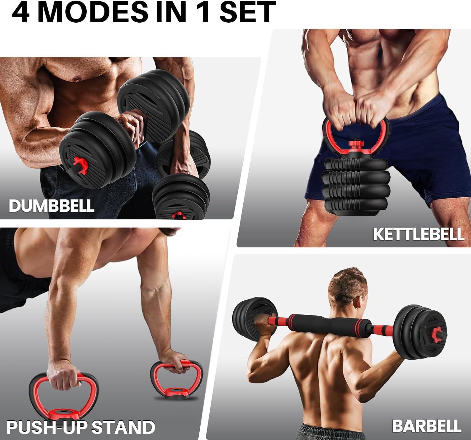 Yildue Adjustable Dumbbells Set,Free Weights Set with Connector,4 in 1 Dumbbells Sets Used as Barbell/Kettle Bells/Push up Stand,Fitness Exercises for Gym Equipment Home Workout for Women/Men image number 1