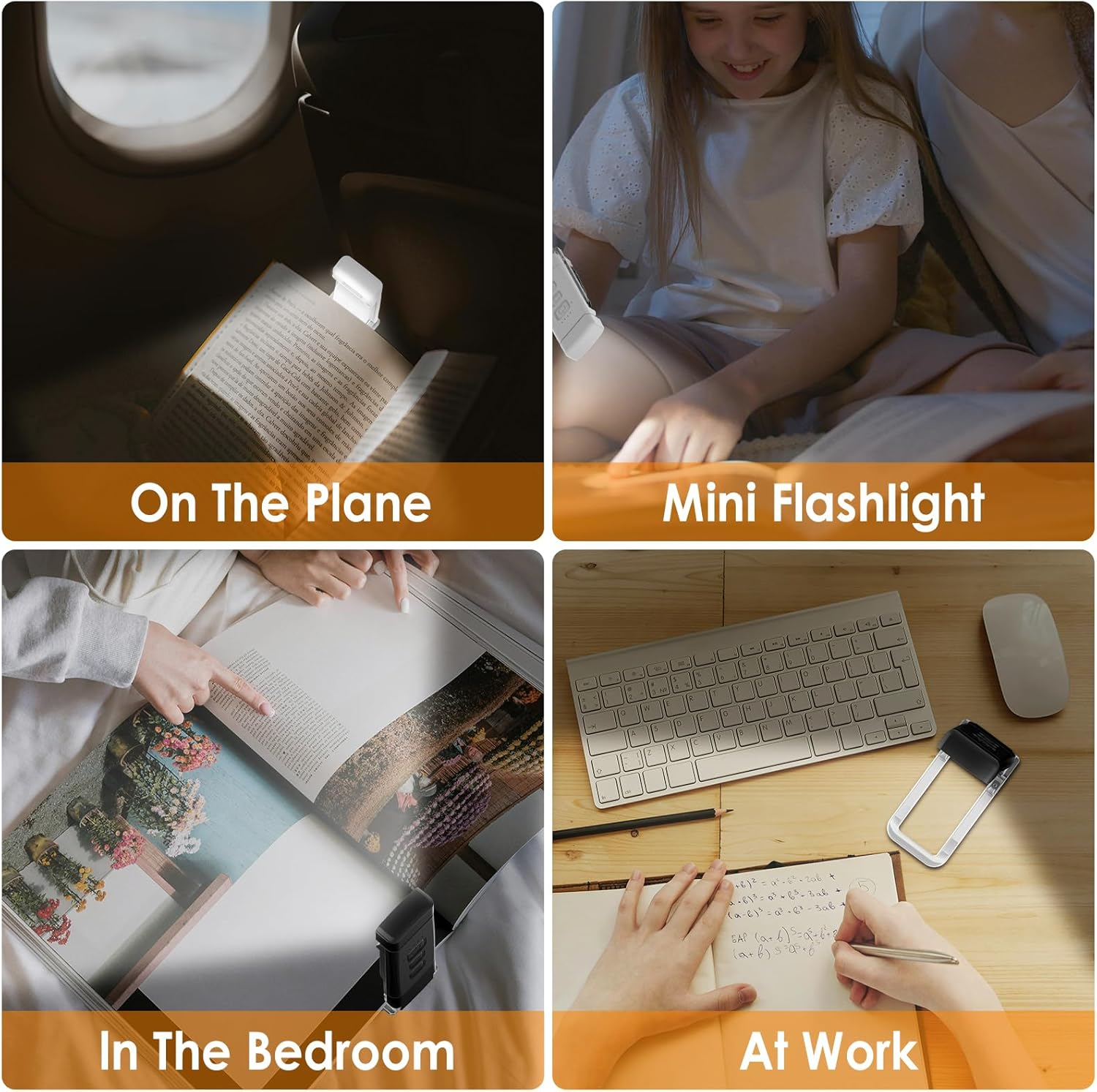 Bigqin Reading Light Book Lamp for Reading at Night, 3 Eye-Protecting Modes & 5 Dimmable Brightness USB Rechargeable Reading Lamp Portable Book Light, Black (With 100 Index Labels)