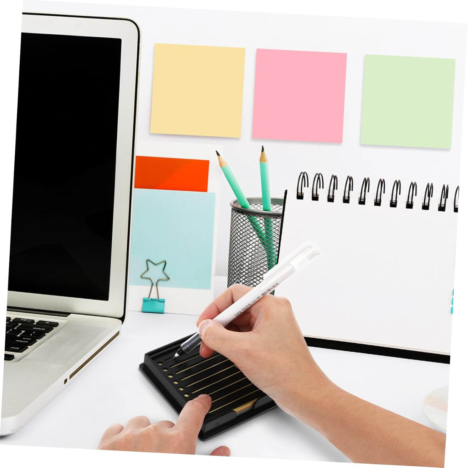 HONMEET Post Note Template Reusable Notes Stencil Holder Stickers Organizer Memo for Desk Stationery Storage Shipping Label Holder Label Dispenser Sticker Display Rack image number 3