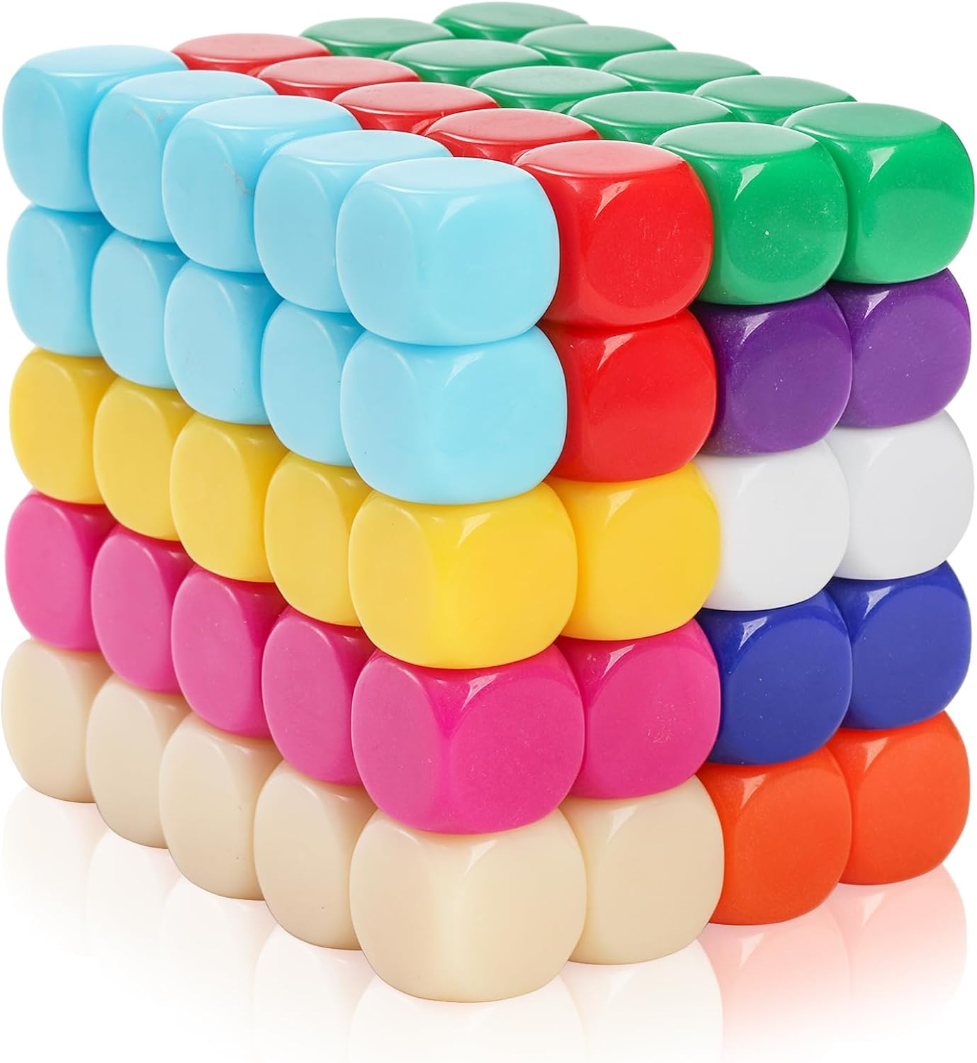 100 Pieces Blank Dice, 16MM Acrylic Colored Dice Cubes, Assorted Color DIY Dice, Six Sided Bulk Dice for Board Games, DIY Sticker, Math Counting Teaching (10 Colors) image number 5