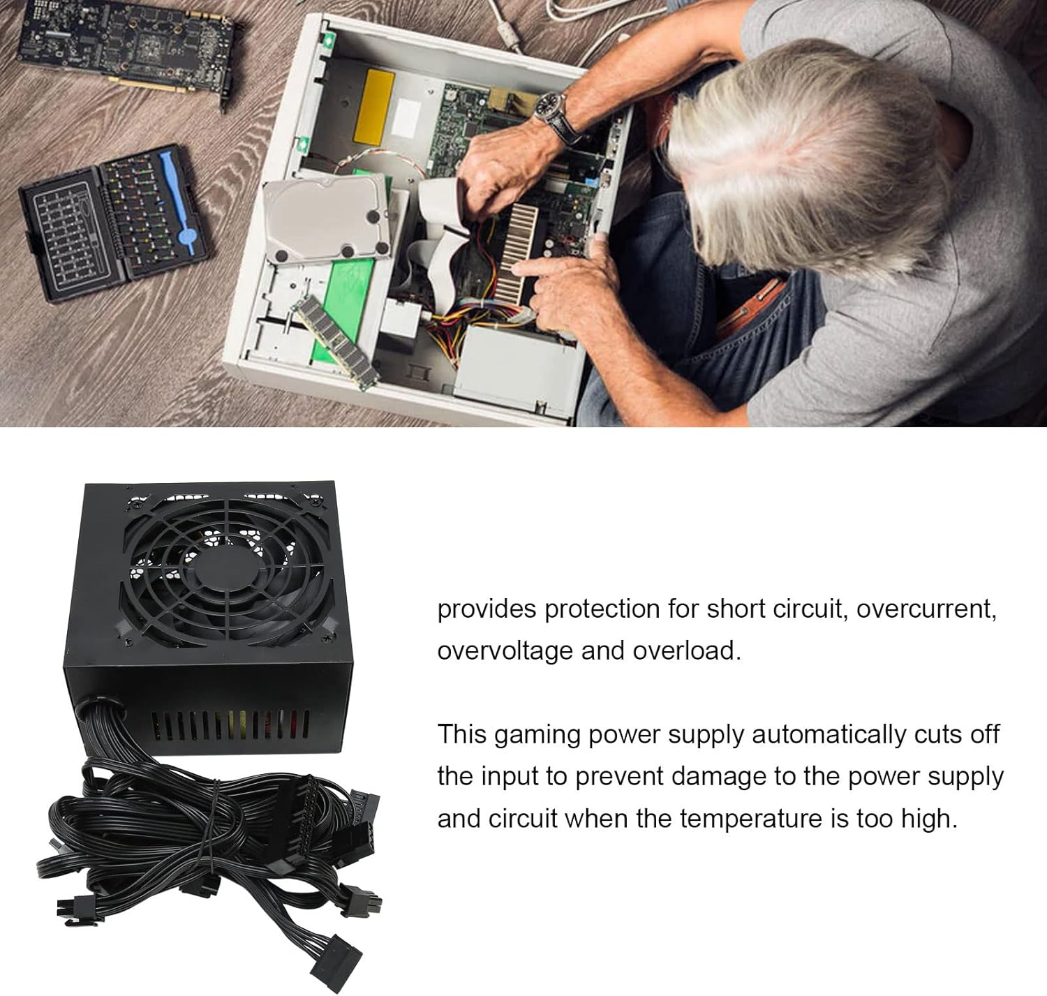 Desktop System Power, Multi Protection Auto Break 120Mm Bearing 550W Power Supply for Gaming image number 1