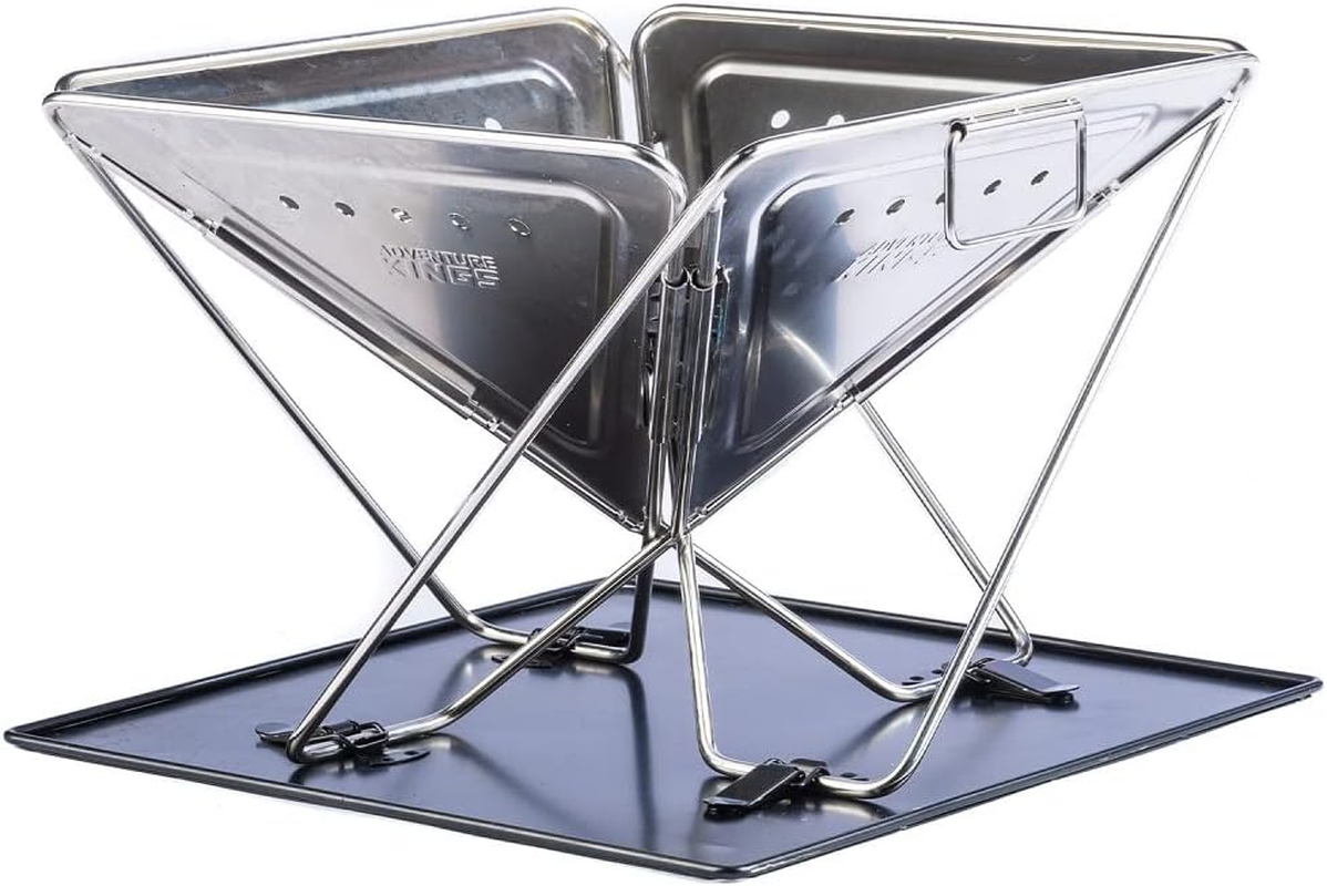 KINGS Portable Stainless Steel Folding Firepit 42 X 42 Cm Height 32Cm Has Baseplate and Storage Bag image number 3