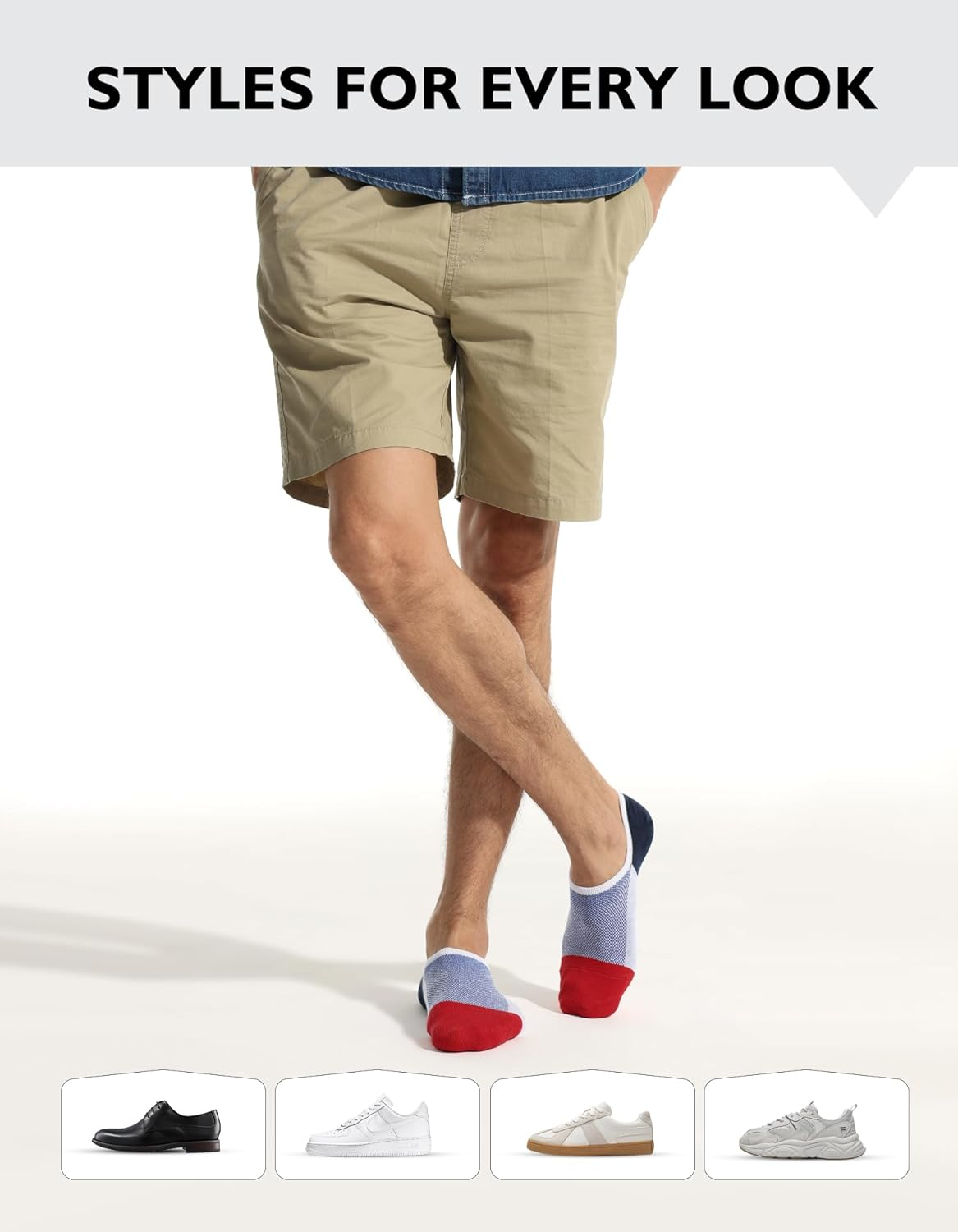 CLOSEMATE Mens No Show Socks Invisible Low Cut Socks Non Slip Casual Socks with Anti-Slip Silicone Stripes image number 5