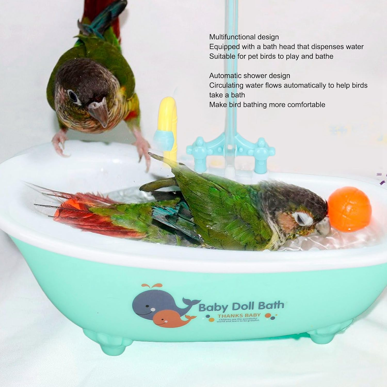 Automatic Bird Bathtub, Circulation Water Multifunctional Bird Bathtub with Faucet for Bird Shower Accessories image number 6