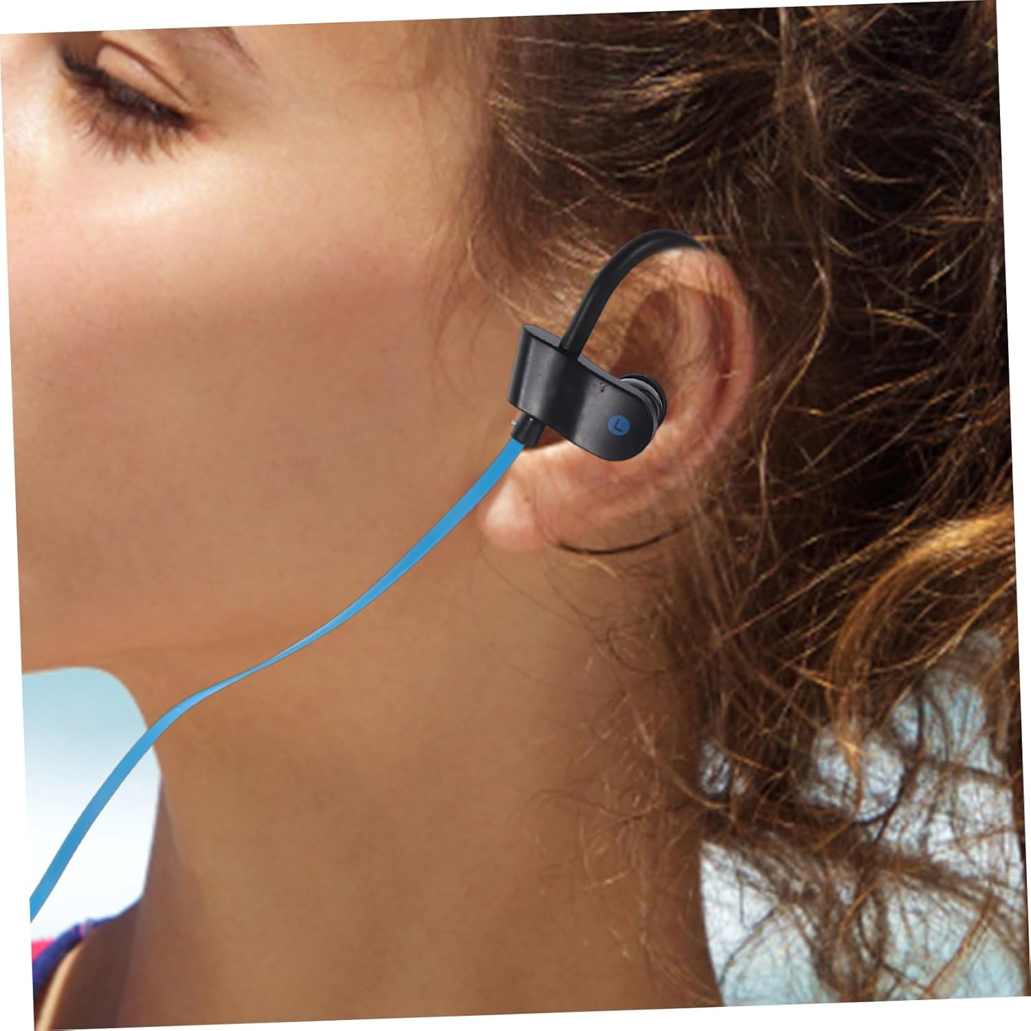 Happyyami Ear Hook Earphones with Microphone Comfortable Wired Headset Speaker TPE Wire Compatible with Devices Black And image number 3