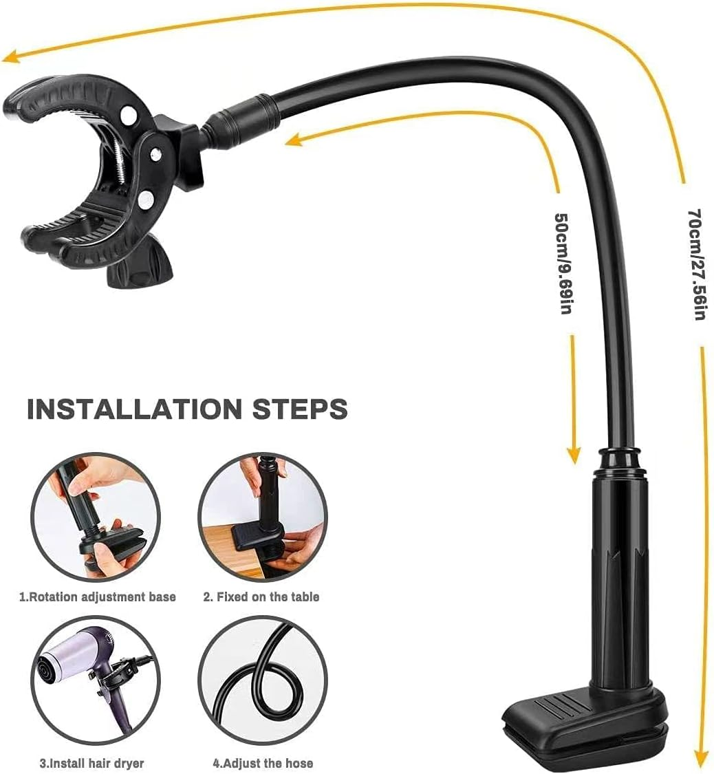 FOUUA Dog Hair Dryer Stand, Pet Grooming Table Hair Dryer Holder, Hands Free Blow Dryer Holder, 360 Degrees Rotatable Lazy Hair Dryer Stand with Adjustable Clamp Mount for Dog Cat Grooming image number 5