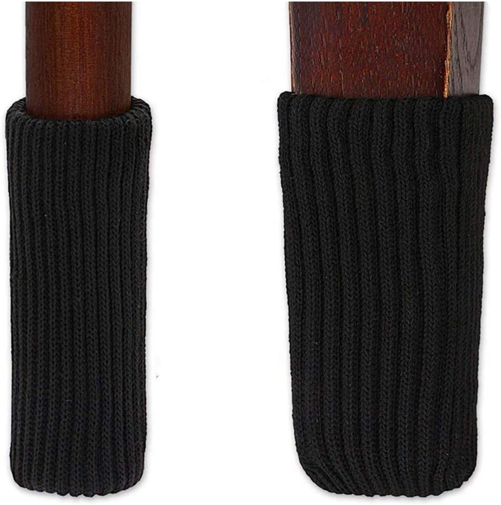 (Black) - TEKEFT 20PCS Chair Socks, Furniture Leg Feet Wood Floor Protectors Set, Cross Knitted, Black