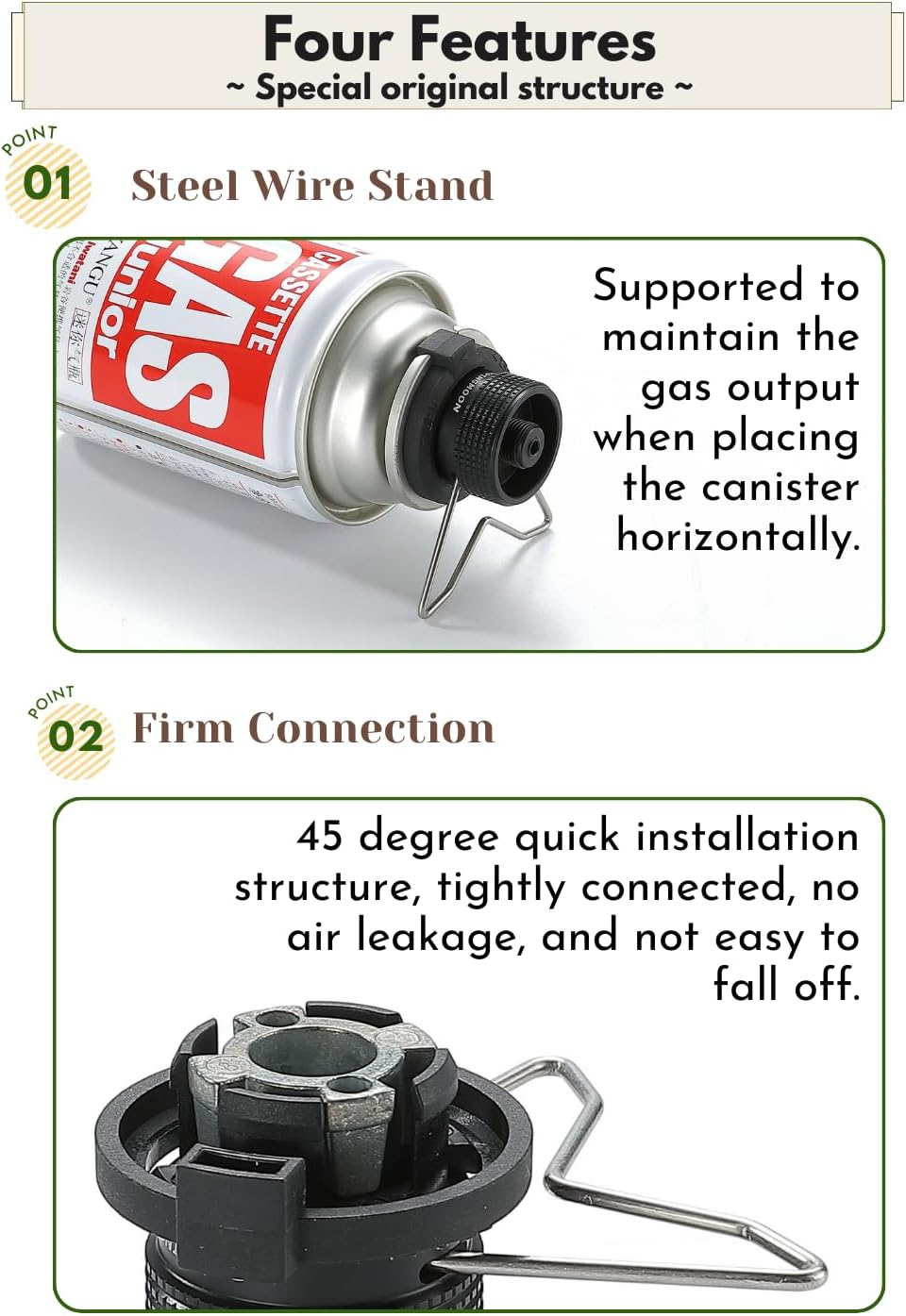 CAMPINGMOON Butane Adapter for Nozzle Type Butane Camping Canister Black BKZ10