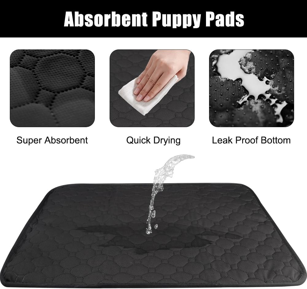 Reusable Dog Training Pads, Washable Pet Urine Mat, Pad for Dogs, Washable, Washable Pee Pads, Super Absorbent, Waterproof, Non-Slip, for Car, Sofa and Floor (60 X 45 Cm, Black) image number 5