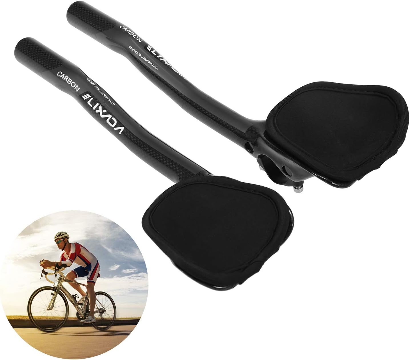 Eacam Bike Bars - 31.8Mm Aluminum Alloy Armrest Aero Bar for Road Bike Bicycle Racing, TT Handlebar Clip on Relaxation Triathlon Handlebars image number 4