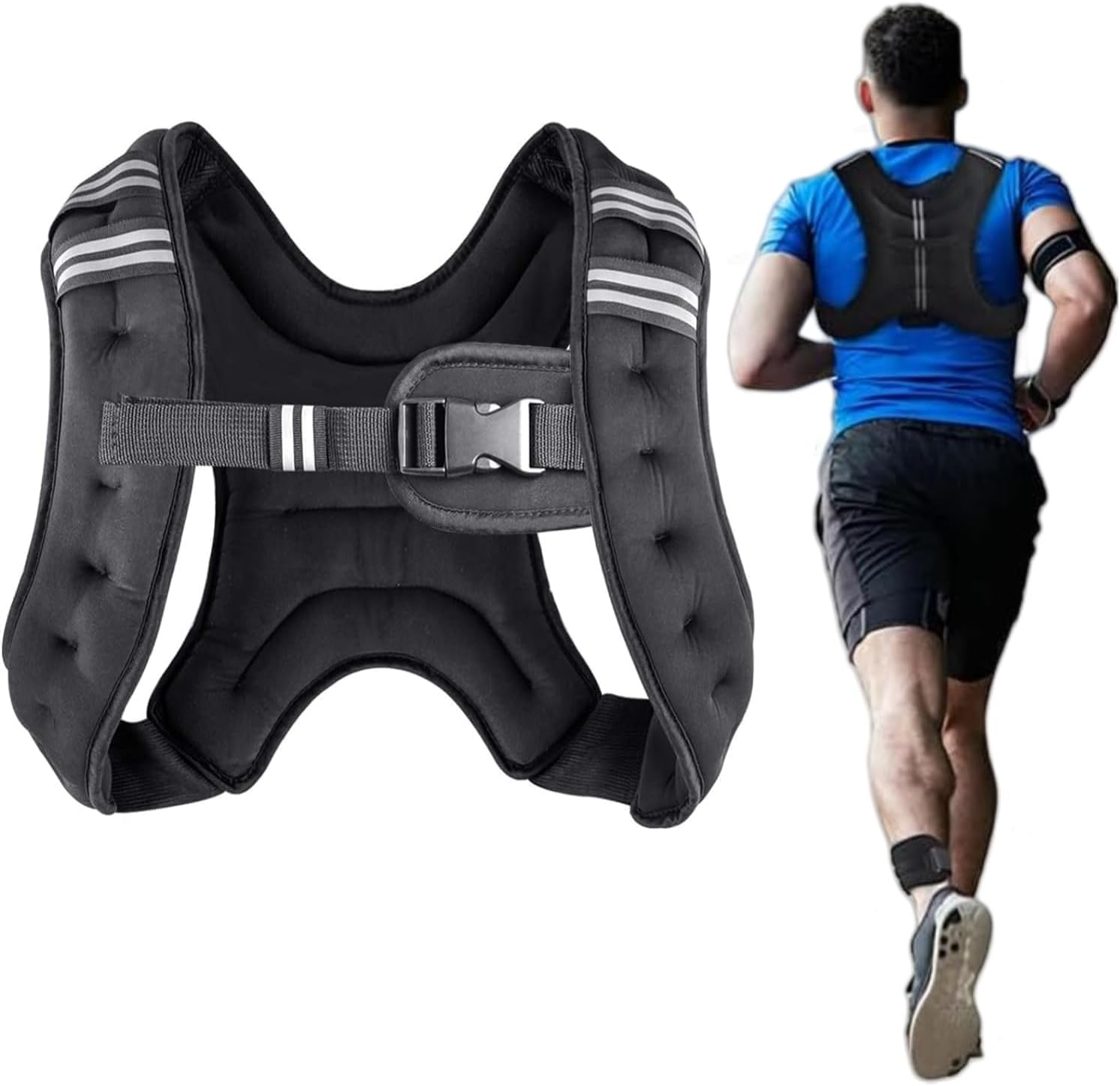Weighted Vest, 3KG/5KG/8KG/10KG Weighted Exercise Vest with Reflective Stripe Adjustable Buckle，Fitness Vest for Men, Women Workout, Strength Training, Running, Walking, Jogging