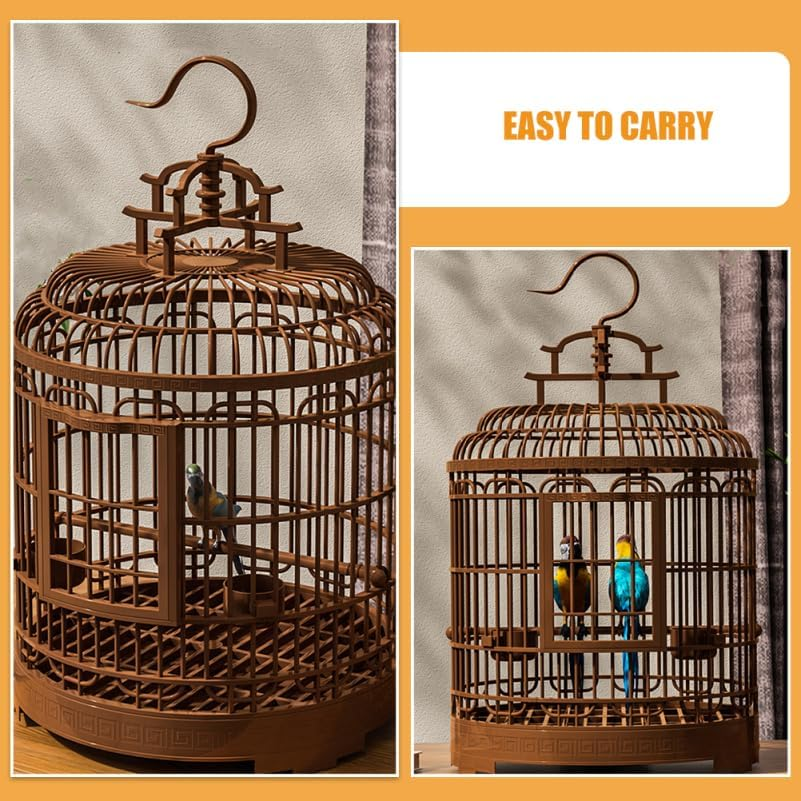 Ibasenice Large Portable Bird Cage Vintage Style Travel Carrier for Budgies Cockatiels Parakeets with Spacious Design and Easy Clean Base for Home and Outdoors