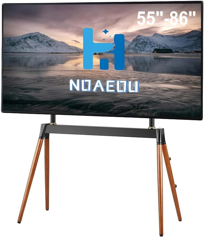 NOAEOU Fit 55-86Inch Screens TV Stand, Modern Easel TV Floor Stand, Artistic Corner TV Stand, Height Adjustable, Studio Display Stand (Black)