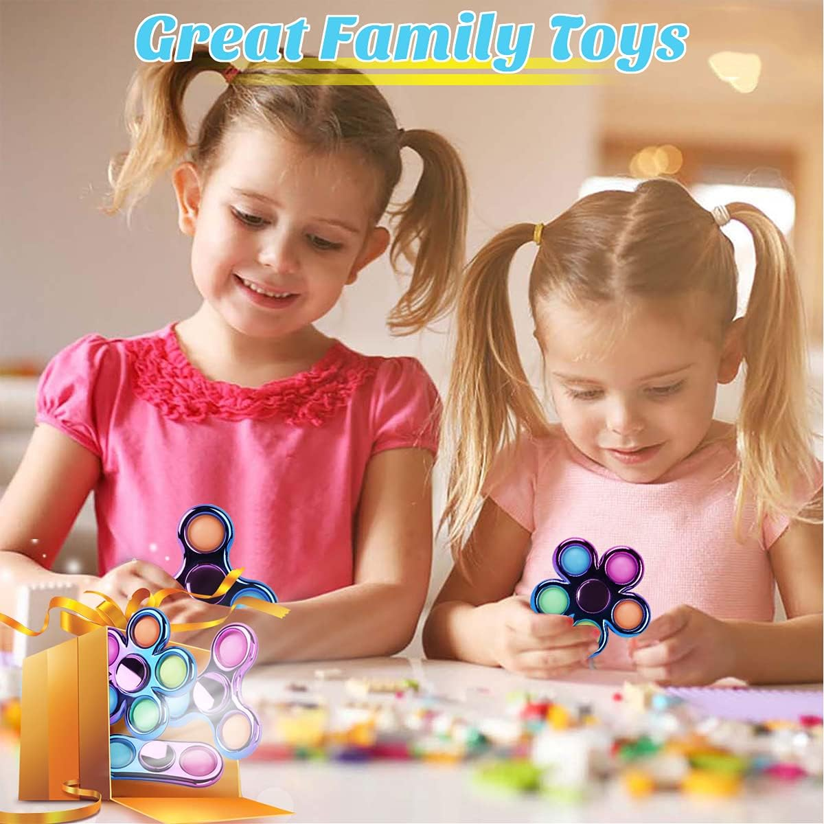 Jawhock 3 Pack Pop Fidget Spinner, Push Bubble Fidget Spinner, Party Favor Sensory Simple Fidget Pack Hand Spinner for ADHD Anxiety Stress Relief for Kids - Green image number 6