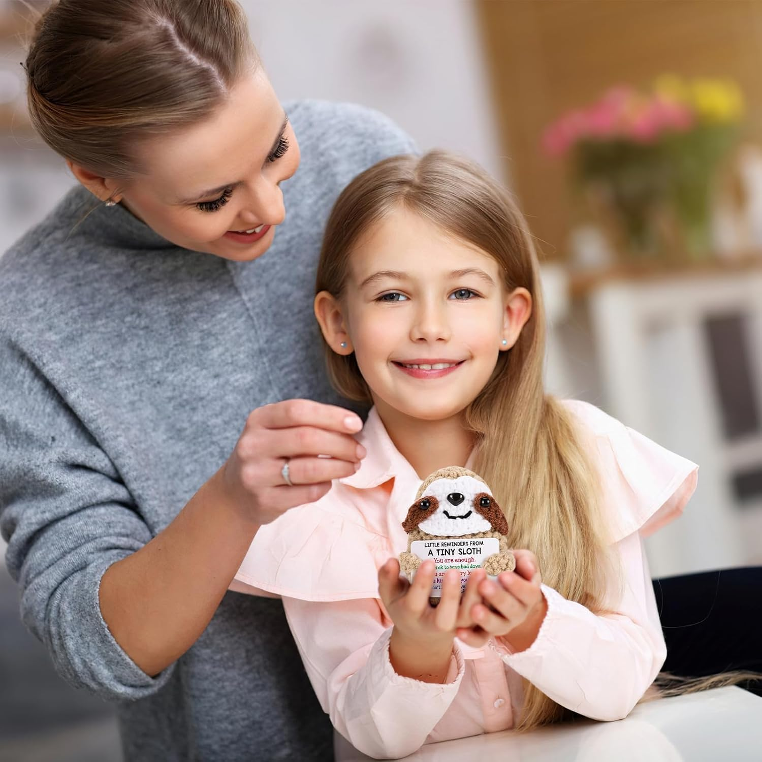 Inspirational Positive Crochet Sloth - Handmade Little Reminders Emotional Uplifting Support Mental Health Knitted Sloth for Birthday Graduation Christmas Stocking Stuffers image number 2