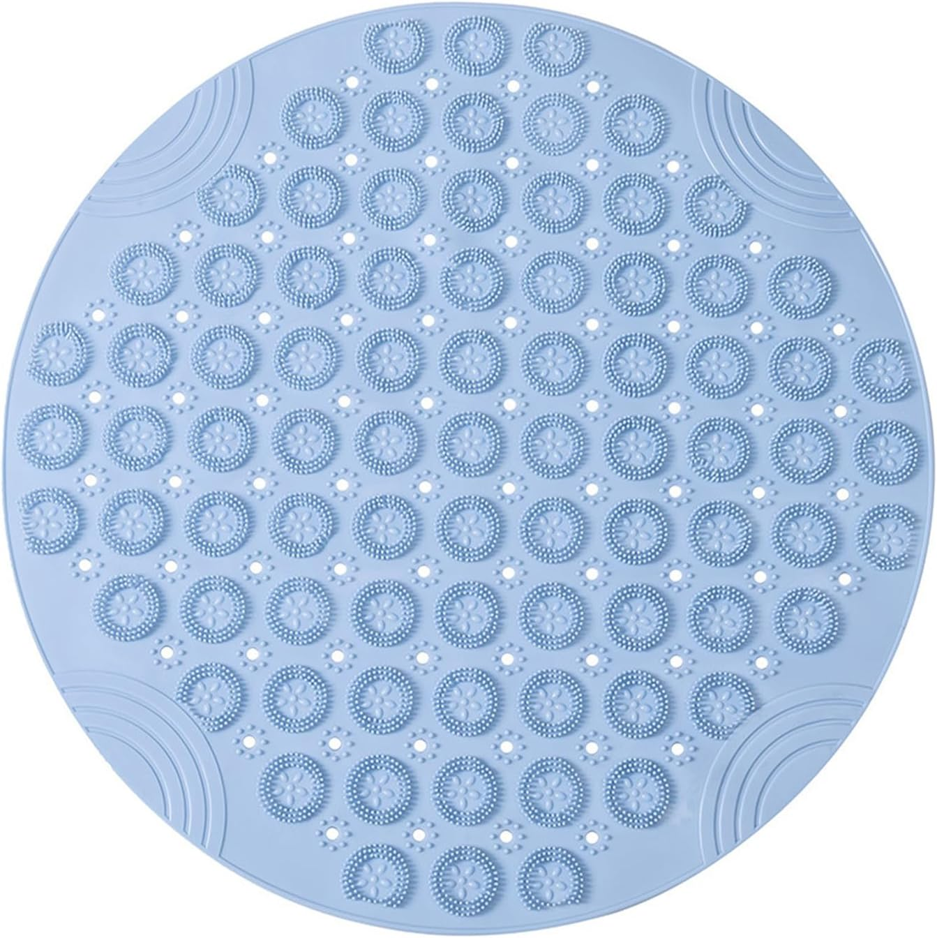 YSHIGUING Non Slip Shower Mat,Circle Shower Mat Non Slip anti Mold 30 * 30Cm Bathtub Mat with Suctions Cups and Drain Hole, TPE Bathroom Bathtub Mat for Elderly Bathroom,Machine Washable (Blue)