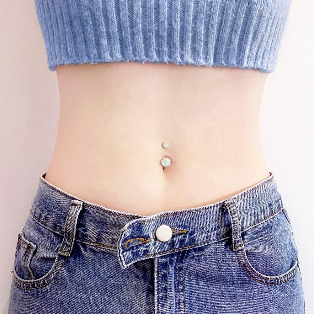 Briana Williams 14G Belly Button Ring Belly Button Piercing Belly Rings Surgical Stainless Steel Belly Navel Rings Body Jewelry for Women Silver Gold image number 2