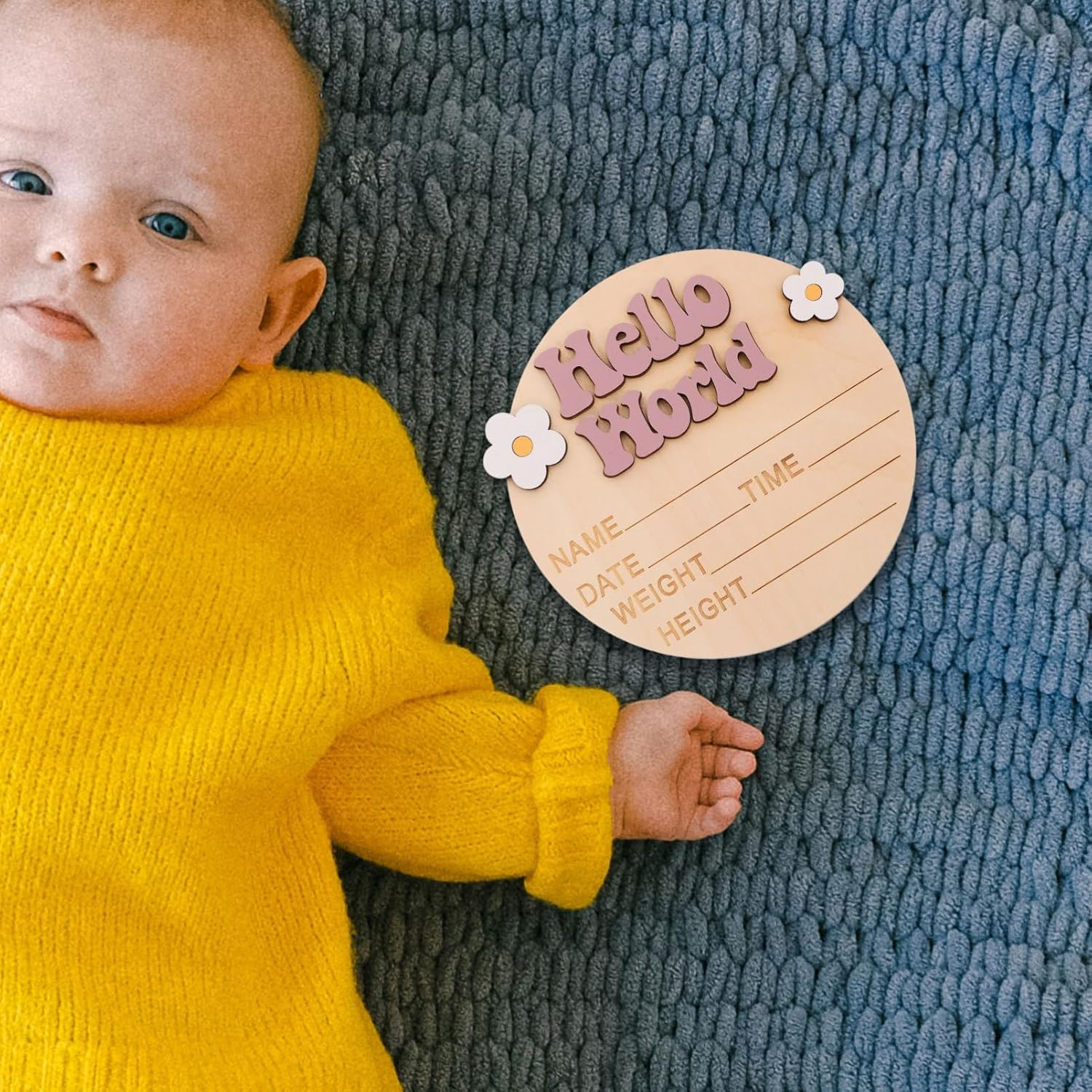 Abaodam Growth Commemorative Card Name Sign for Newborn Party Birth Announcement Milestone Cards Nursery Wall Stickers Born Accessories for Photo Prop image number 6