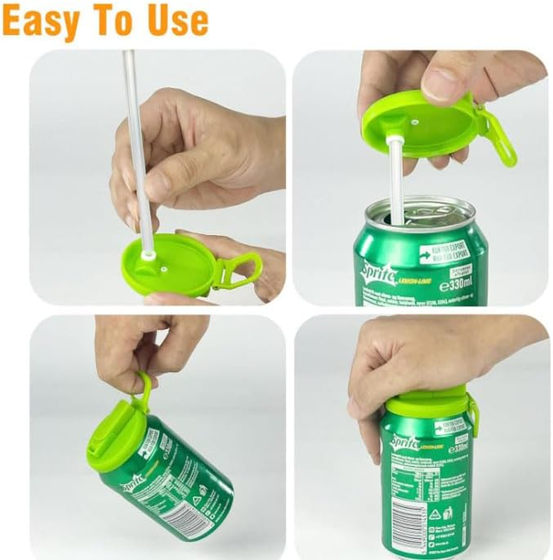 WADY 2-Pack 2 Color Soda Can Lids, Soda Can Covers, Can Lids with Straw, Silicone Straws Soda Can Covers, for Fits Standard for Canned Beverage, Beer, Juice, Seltzer (Blue+Gray) image number 2