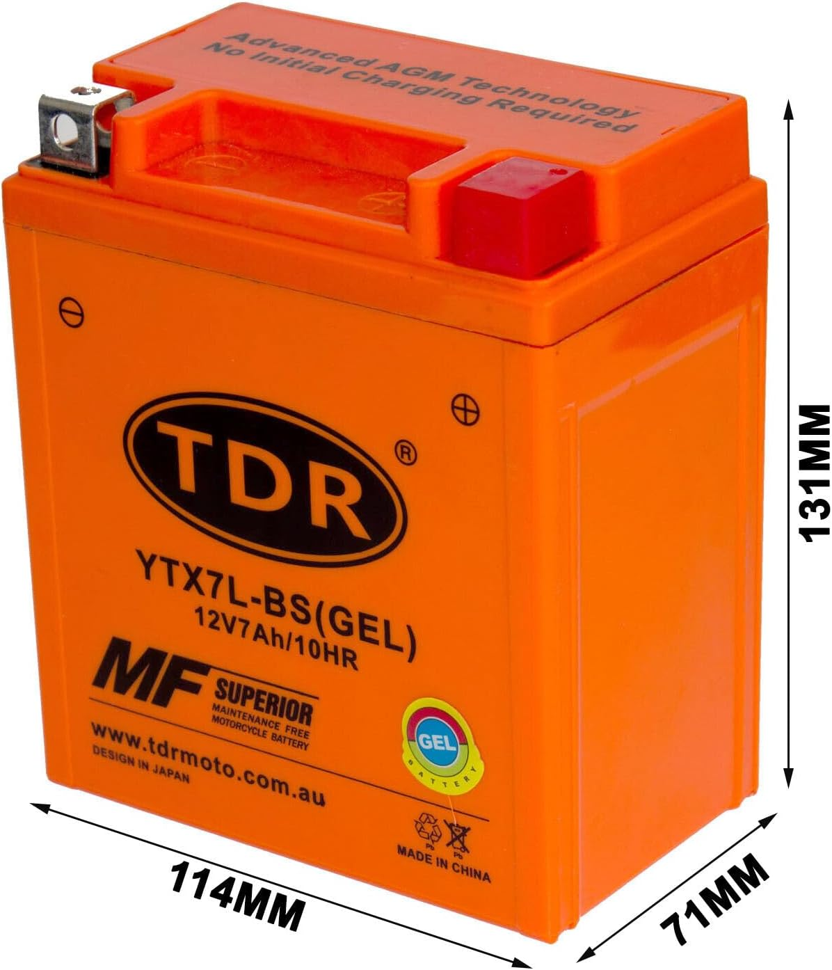 TDR YTX7L-BS 12V 7Ah GEL Motorbike Battery image number 1