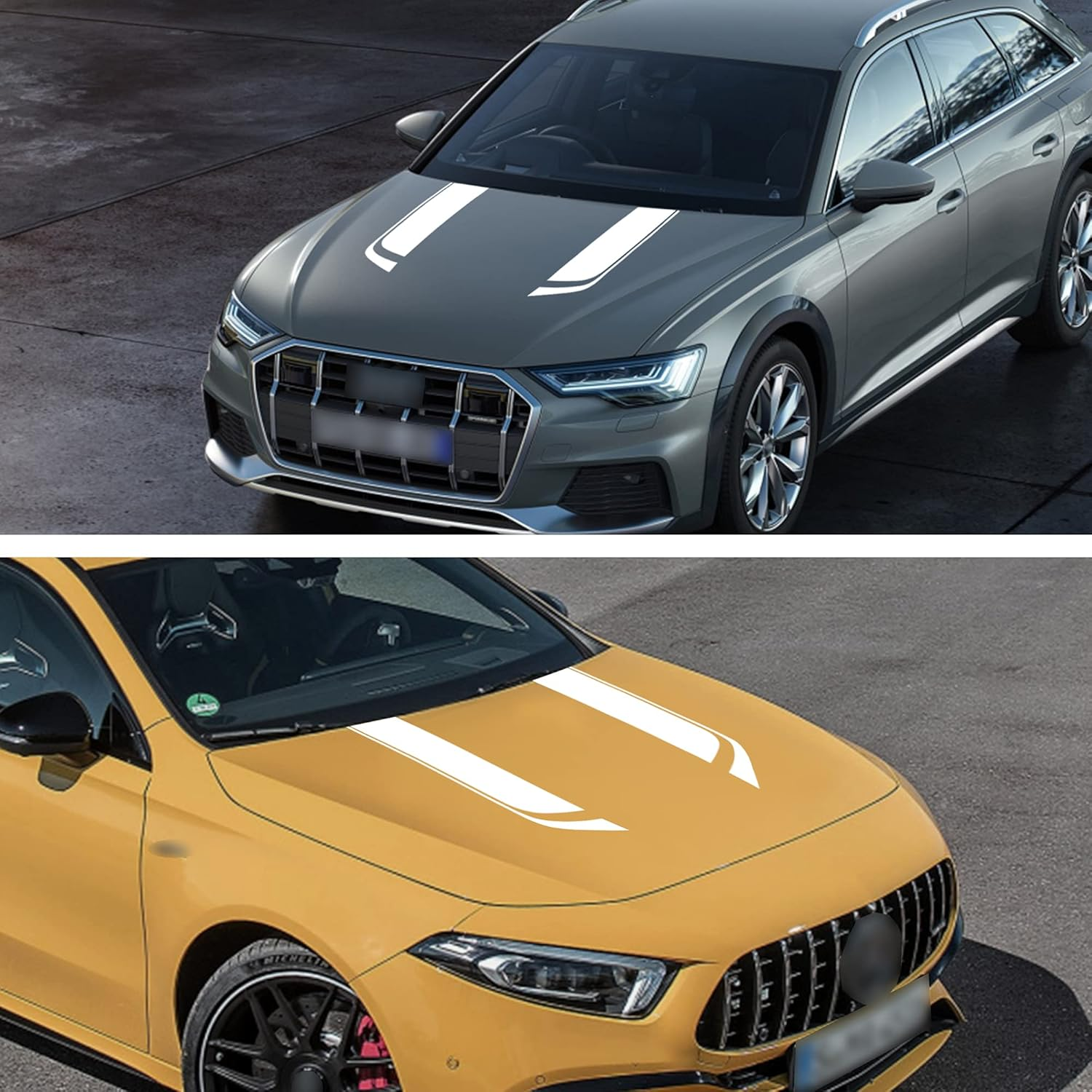 TOMALL 33"X 5.7" Car Hood Stripe Sticker for Auto Racing Sport Body Side Decal - Roof, Hood, Bumper Vinyl Modified Decoration (White) - White image number 5